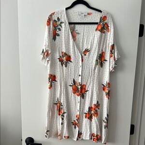 Floral V-Neck Button-Down Women's Dress
